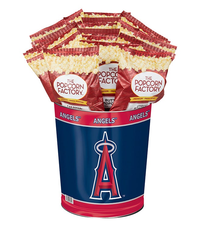 Anaheim Angels Popcorn Tin with 15 Bags of Popcorn